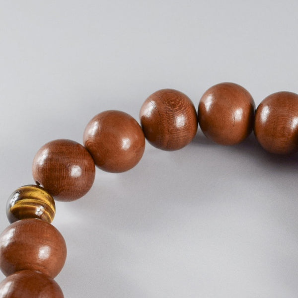 13mm Plum Wood with Brown Tiger eye Beads Japanese Bracelet