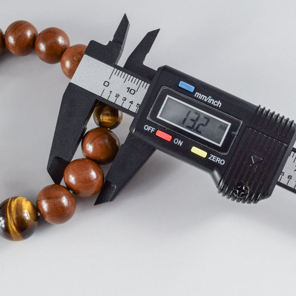 13mm Plum Wood with Brown Tiger eye Beads Japanese Bracelet
