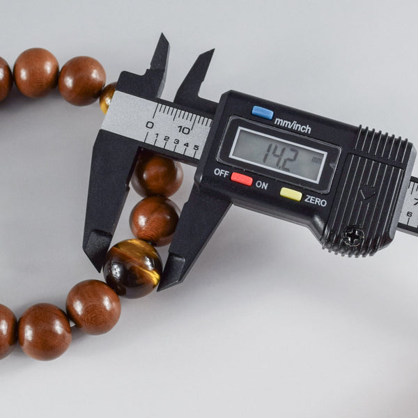 13mm Plum Wood with Brown Tiger eye Beads Japanese Bracelet