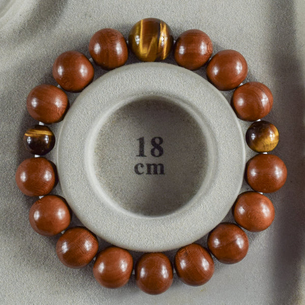 13mm Plum Wood with Brown Tiger eye Beads Japanese Bracelet