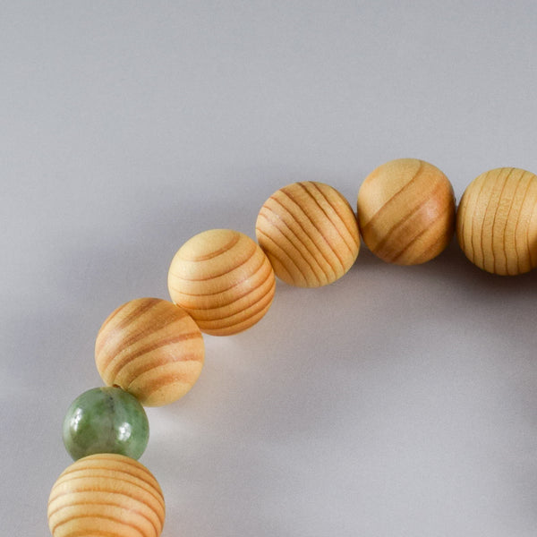 13mm Japanese Umbrella-Pine Maki with Dushan Jade Beads Japanese Bracelet