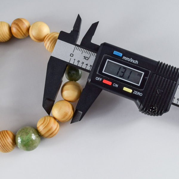 13mm Japanese Umbrella-Pine Maki with Dushan Jade Beads Japanese Bracelet