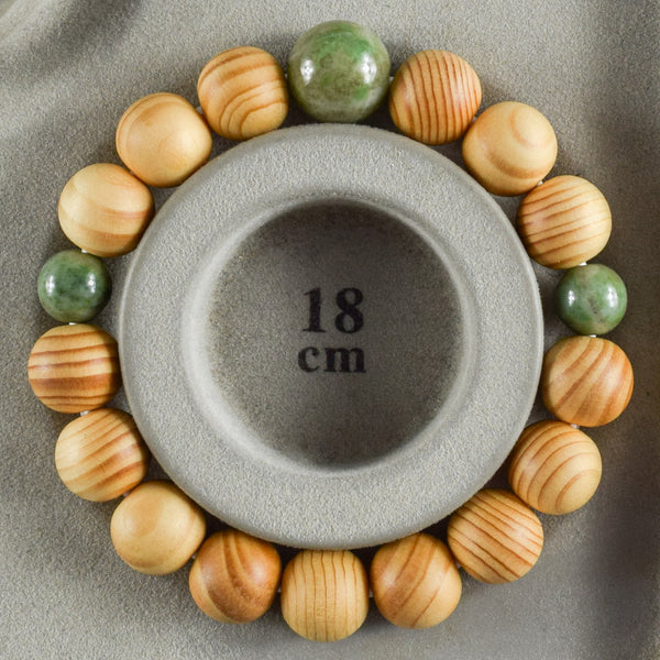 13mm Japanese Umbrella-Pine Maki with Dushan Jade Beads Japanese Bracelet
