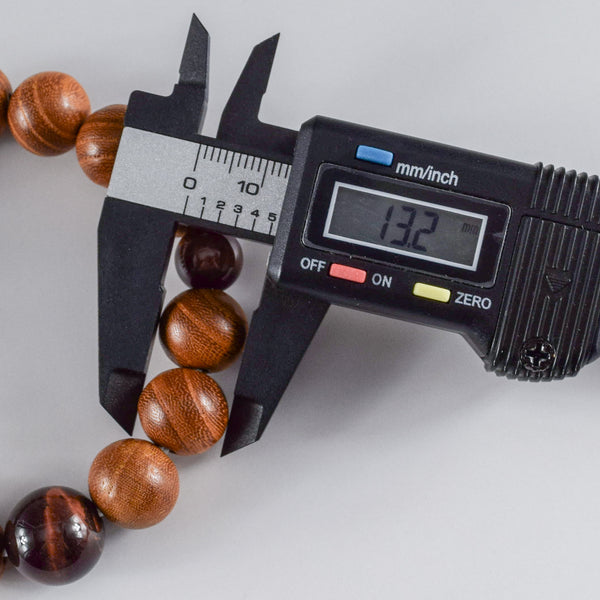 13mm Keyaki Wood with Red Tiger eye Beads Japanese Bracelet