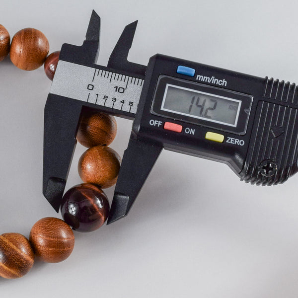 13mm Keyaki Wood with Red Tiger eye Beads Japanese Bracelet