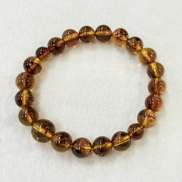 [One of a kind] 10mm Nature Insect Amber Bracelet [Extremely Rare]