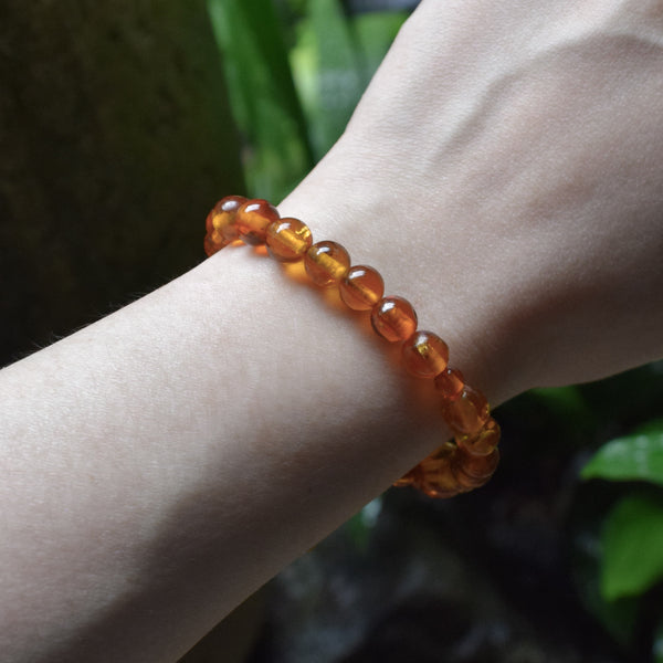 [One of a kind] 8mm Nature Amber Beads Bracelet