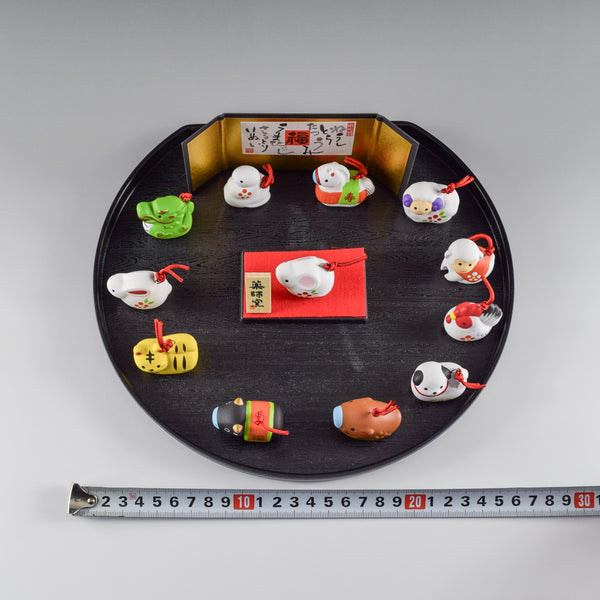 2027 Japanese 12 Zodiac Set Ceramic Ornament Dish-Shaped Inviting Good Fortune Bell