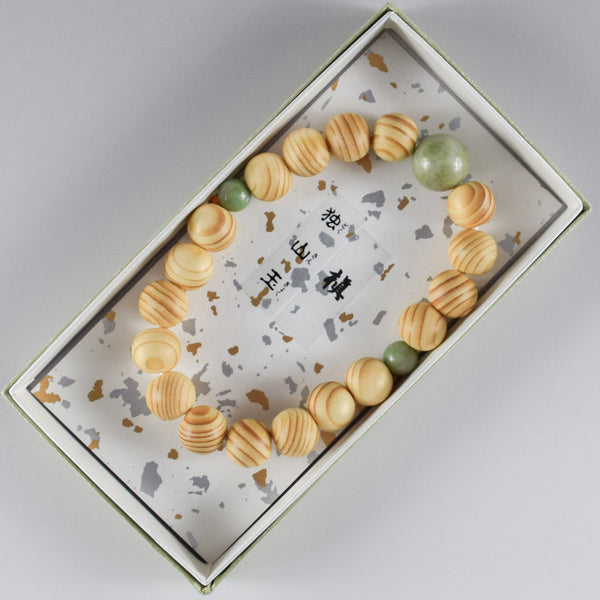 Japanese Umbrella-Pine Maki with Dushan Jade Beads Bracelet 3 Size