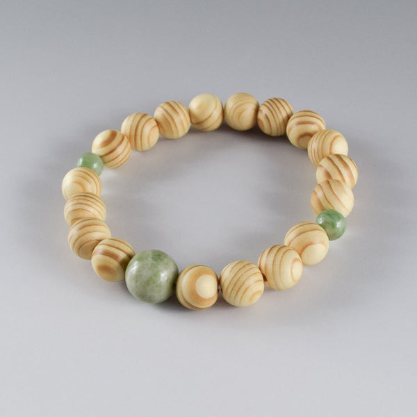 Japanese Umbrella-Pine Maki with Dushan Jade Beads Bracelet 3 Size