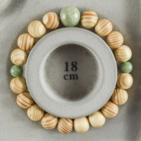 Japanese Umbrella-Pine Maki with Dushan Jade Beads Bracelet 3 Size
