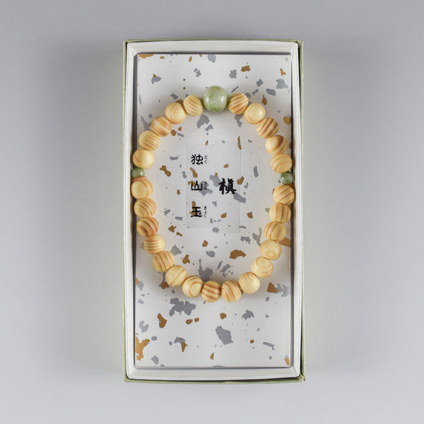 Japanese Umbrella-Pine Maki with Dushan Jade Beads Bracelet 3 Size