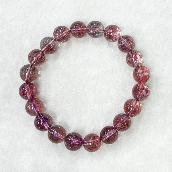【One of a kind】10mm Super Seven Crystal Beads Bracelet Top Grade Red Fireworks Sacred Seven