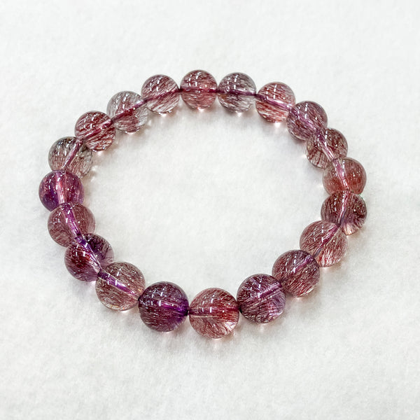 【One of a kind】10mm Super Seven Crystal Beads Bracelet Top Grade Red Fireworks Sacred Seven