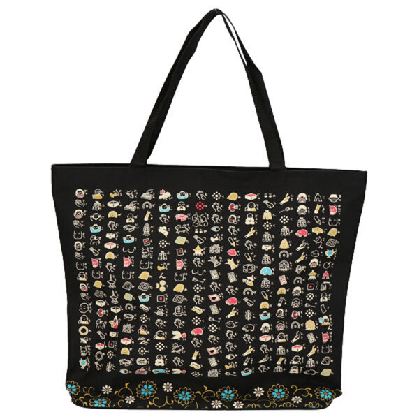 Polyester Handbag Tote bag - illustrated Heart Sutra Pattern