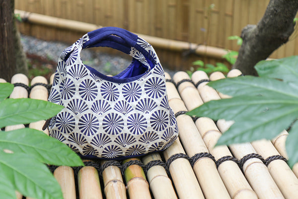 Cotton Handbag Tote bag - Pine Pattern, White / Dark Green