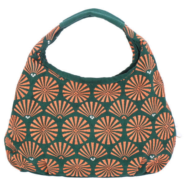 Cotton Handbag Tote bag - Pine Pattern, Dark Green