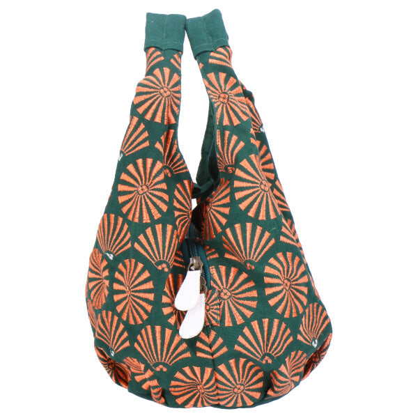 Cotton Handbag Tote bag - Pine Pattern, Dark Green