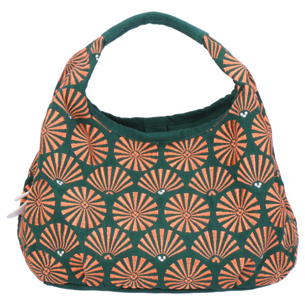 Cotton Handbag Tote bag - Pine Pattern, Dark Green