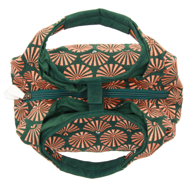 Cotton Handbag Tote bag - Pine Pattern, Dark Green
