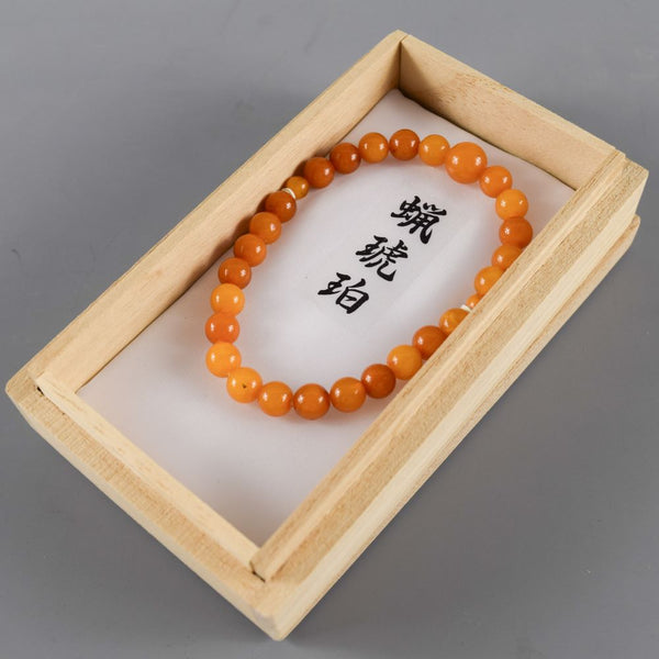 [One of a kind] 7mm Honey Amber Beads Bracelet