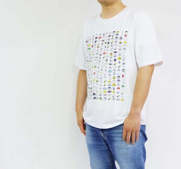 Japanese T-shirt Cotton Fabric illustrated Heart Sutra Pattern White