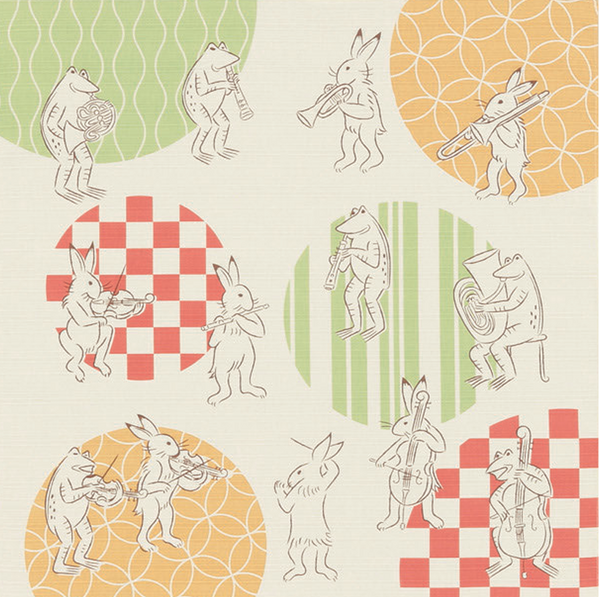 50cm / 75cm 風呂敷　ふろしき   くらしの布　鳥獣戯画　オーケストラ　綿100％　