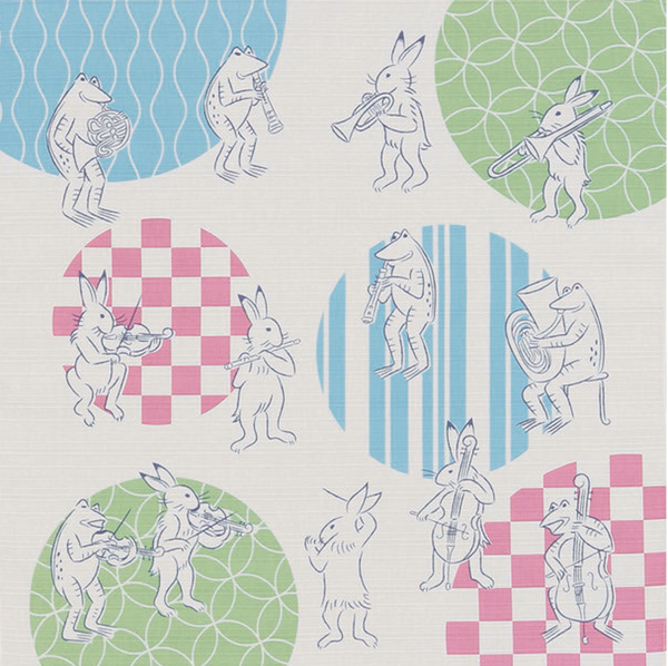 50cm / 75cm 風呂敷　ふろしき   くらしの布　鳥獣戯画　オーケストラ　綿100％　