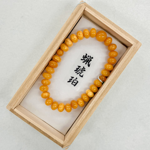 [One of a kind] 5×9mm Honey Amber Beads Bracelet