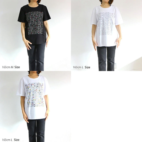Japanese T-shirt Cotton Fabric Cherry blossom Pattern Black