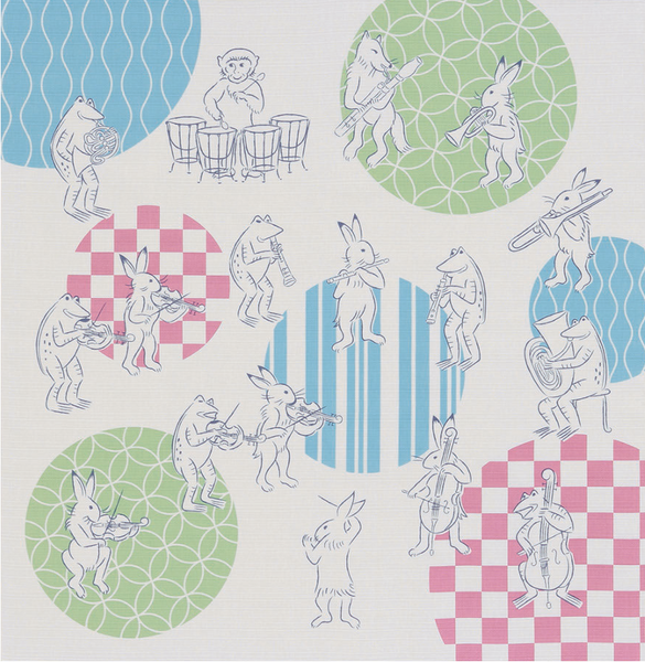 50cm / 75cm 風呂敷　ふろしき   くらしの布　鳥獣戯画　オーケストラ　綿100％　