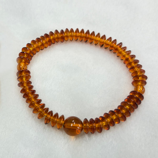 [One of a kind] 8mm Amber Flat Beads Bracelet