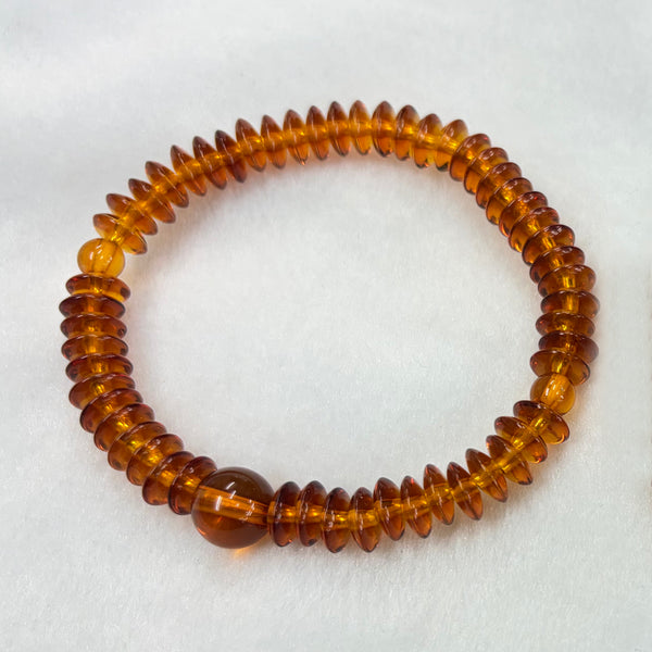 [One of a kind] 8mm Amber Flat Beads Bracelet