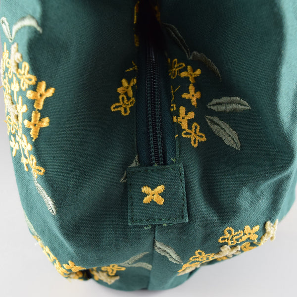 Polyester Handbag Tote bag - Osmanthus Flower Pattern, Dark Green
