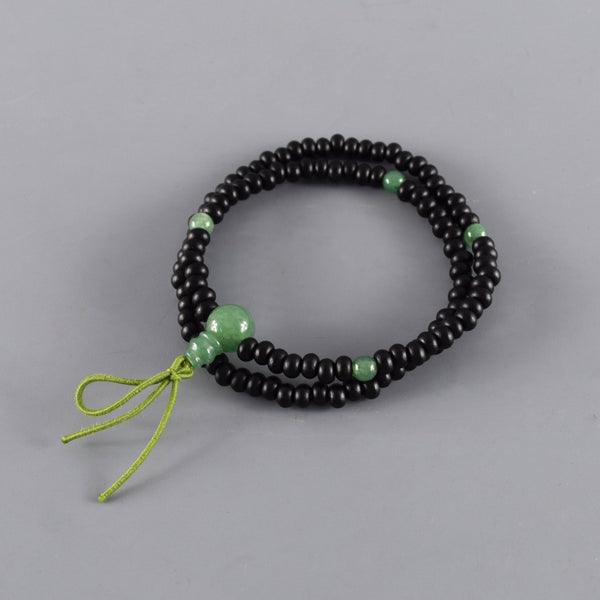 6mm Kokutan Ebony & Gemstone Double Bracelet 3 Types