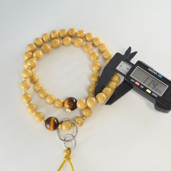 Jōdo Bodhi Wood & Brown Tiger eye Juzu Prayer beads Used Second-hand