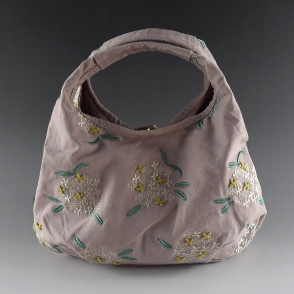 Polyester Handbag Tote bag - Osmanthus Flower Pattern, Smoky Pink
