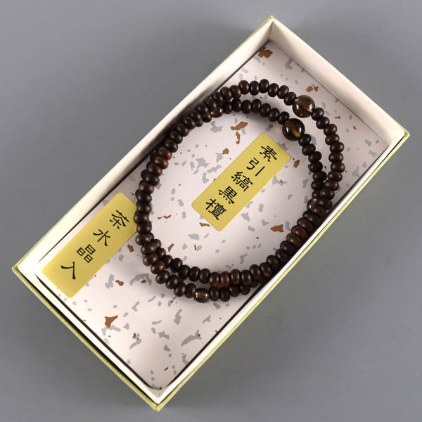5毫米 108颗 縞黑檀 茶水晶 手链