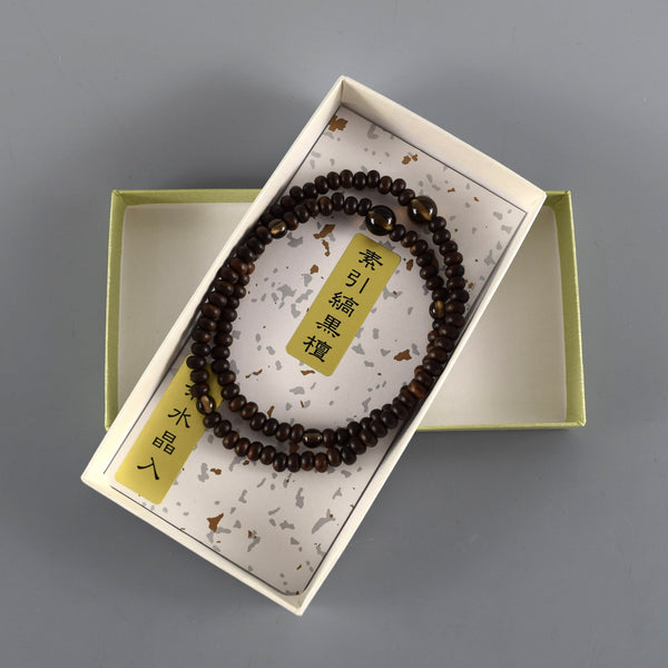 5毫米 108颗 縞黑檀 茶水晶 手链