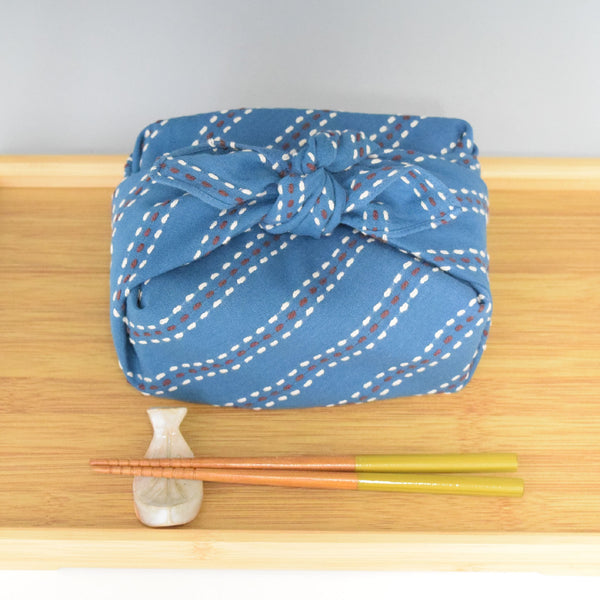 50cm Cotton Furoshiki - Three Lines Sashiko