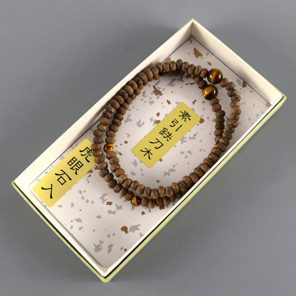 5mm 108 beads Striped Siamese Cassia Wood Brown Tiger Eye Bracelet