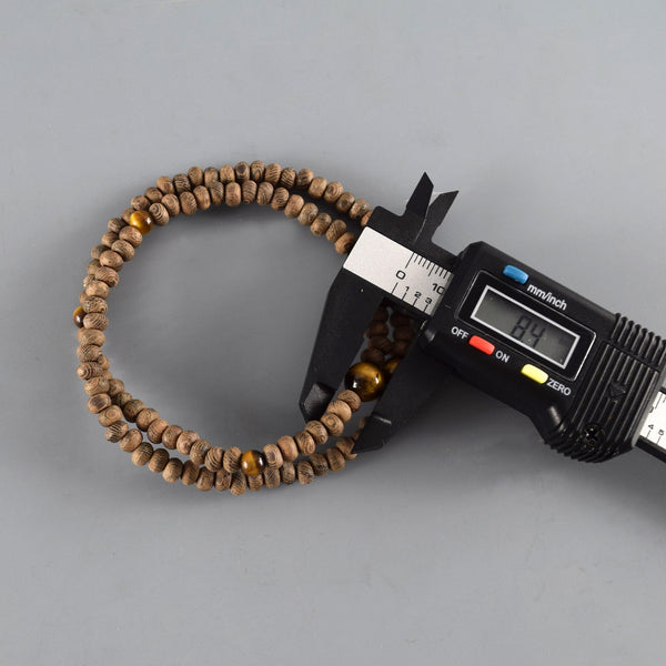 5mm 108 beads Striped Siamese Cassia Wood Brown Tiger Eye Bracelet