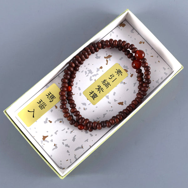 5mm 108 beads Striped Rosewood Red Agate Bracelet
