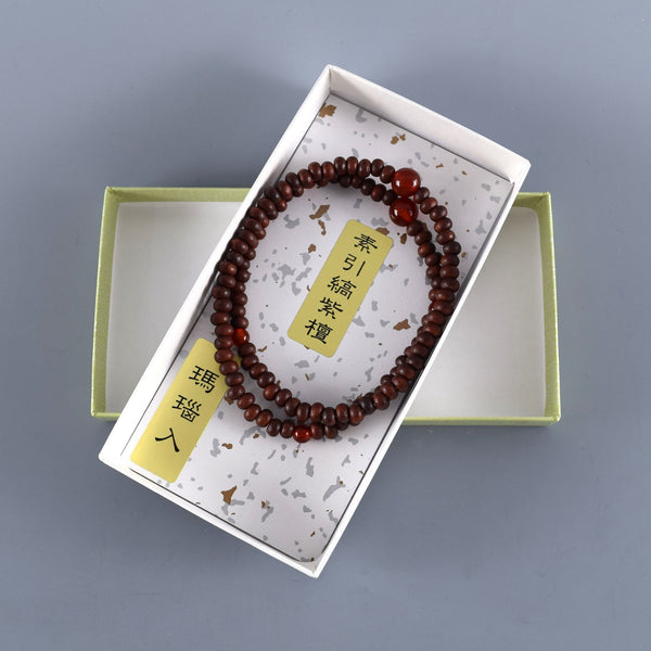 5mm 108 beads Striped Rosewood Red Agate Bracelet