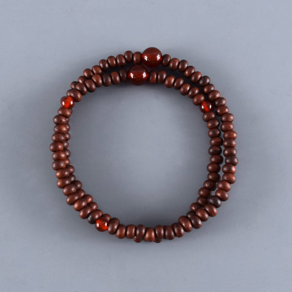 5mm 108 beads Striped Rosewood Red Agate Bracelet