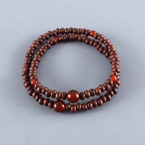 5mm 108 beads Striped Rosewood Red Agate Bracelet