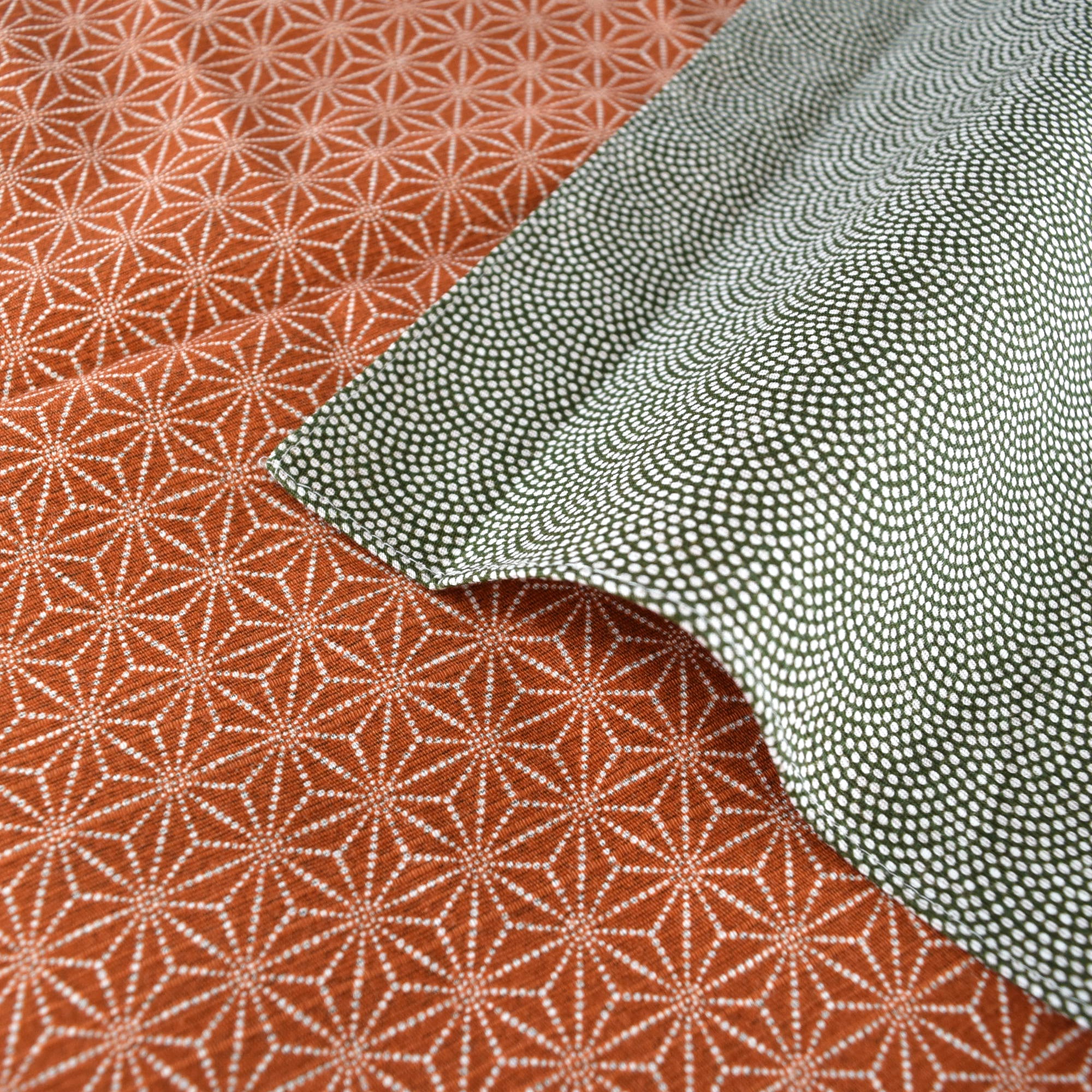 両面染小紋 伊勢型 七宝繋ぎ×鮫 共八掛 正絹 反物 風呂敷 両面染 鮫小紋 / 麻型 – 京都あさひ屋－Kyoto Asahiya