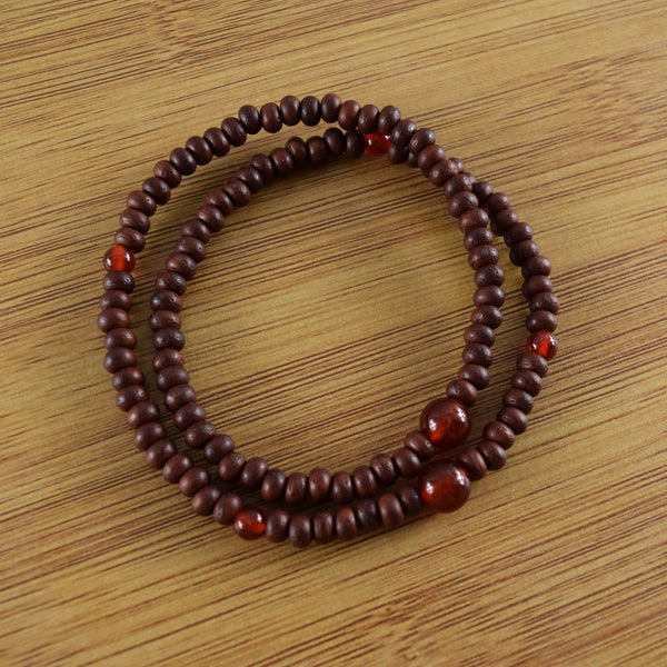5mm 108 beads Striped Rosewood Red Agate Bracelet
