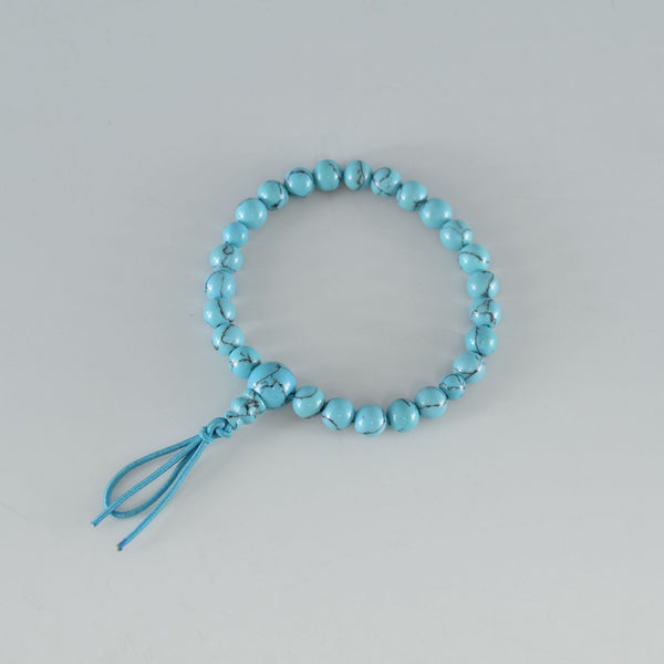 Imitation Turquoise Plastic Beads Japanese Juzu Bracelet Used Second-hand