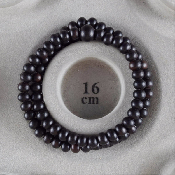 6mm 素引き縞黒檀 108玉 三重巻き ブレスレット 腕輪 数珠